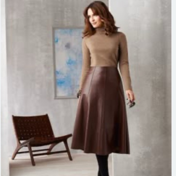 🤎Fall Vibes!Elegant Brown Midi Skirt - Picture 1 of 7